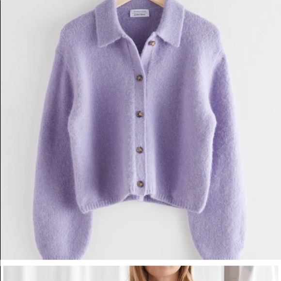 & other stories Wool blend tortoise button cardigan small - Picture 3 of 7